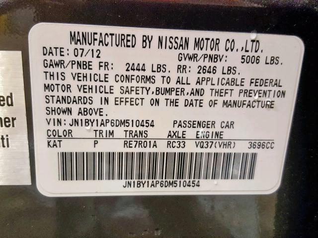 JN1BY1AP6DM510454 - 2013 INFINITI M37 GRAY photo 10