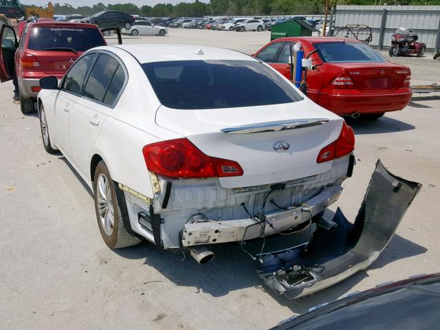 JN1CV6AP5DM721171 - 2013 INFINITI G37 BASE WHITE photo 3