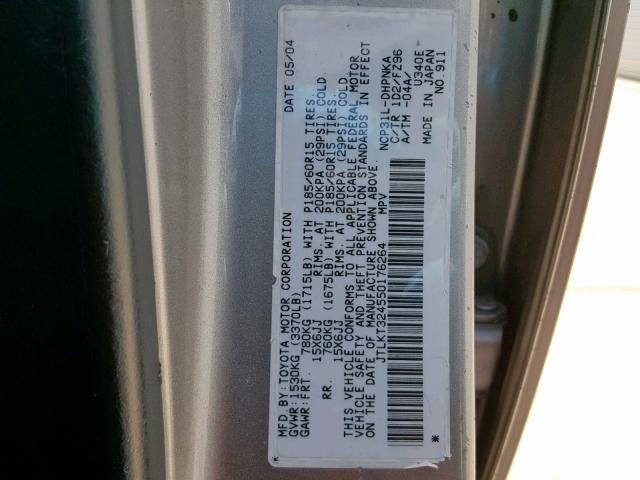 JTLKT324550176264 - 2005 TOYOTA SCION XB 灰色 照片 10