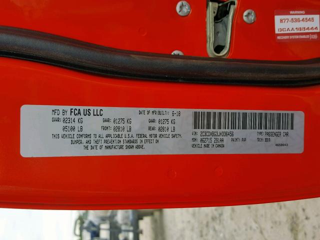 2C3CDXBG3JH336456 - 2018 DODGE CHARGER SX ORANGE photo 10