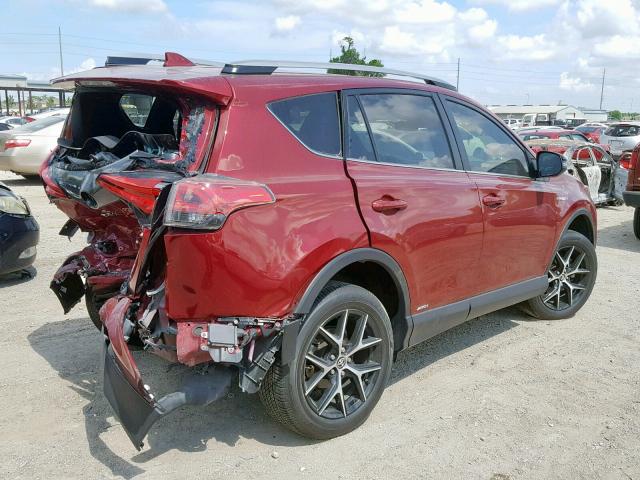 JTMJJREV4JD190356 - 2018 TOYOTA RAV4 HV SE BURGUNDY photo 4