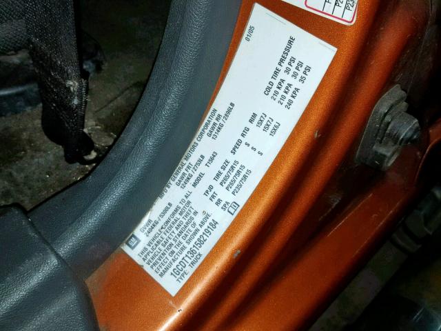 1GCDT136158219184 - 2005 CHEVROLET COLORADO ORANGE photo 10