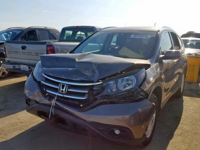 2HKRM4H71EH697659 - 2014 HONDA CR-V EXL BROWN photo 2