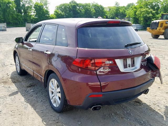 5J8TB1H52AA003976 - 2010 ACURA RDX TECHNO MAROON photo 3