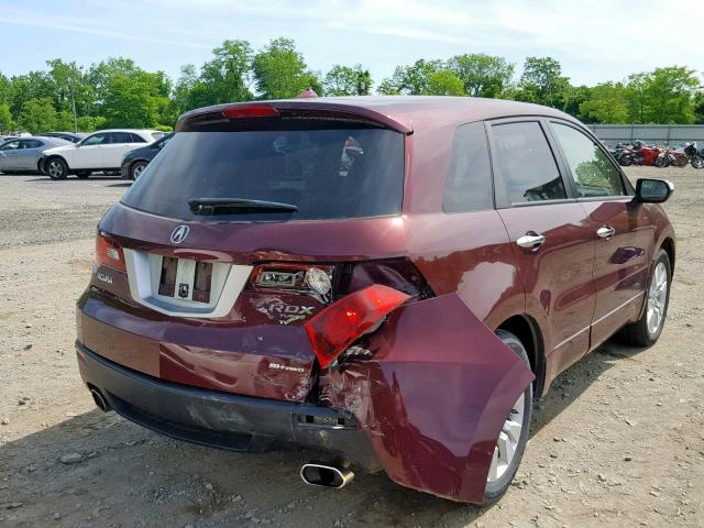 5J8TB1H52AA003976 - 2010 ACURA RDX TECHNO MAROON photo 4