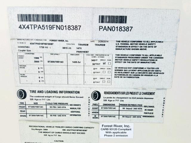 4X4TPA519FN018387 - 2015 PALO SOLAIRE TAN photo 10