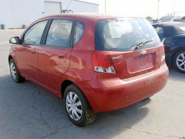 KL1TD66617B706710 - 2007 CHEVROLET AVEO BASE Қызыл фото 3