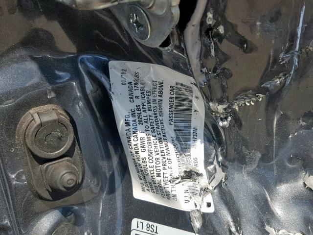 2HGFG3B05CH528784 - 2012 HONDA CIVIC EXL 灰色 照片 10