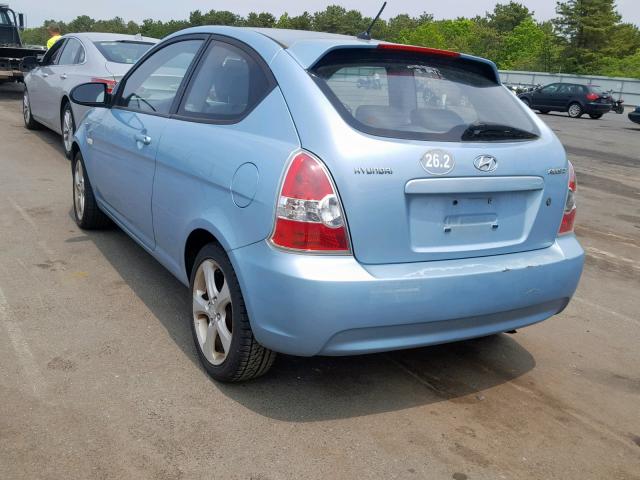 KMHCN36C67U053950 - 2007 HYUNDAI ACCENT SE BLUE photo 3