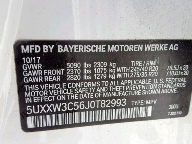 5UXXW3C56J0T82993 - 2018 BMW X4 XDRIVE2 WHITE photo 10