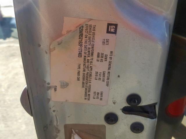 1G2WR52162F177403 - 2002 PONTIAC GRAND PRIX SILVER photo 10