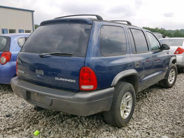 1B4HR38N92F173796 - 2002 DODGE DURANGO SP BLUE photo 4