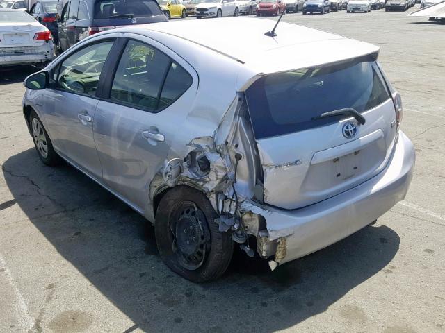 JTDKDTB33E1071166 - 2014 TOYOTA PRIUS C SILVER photo 3