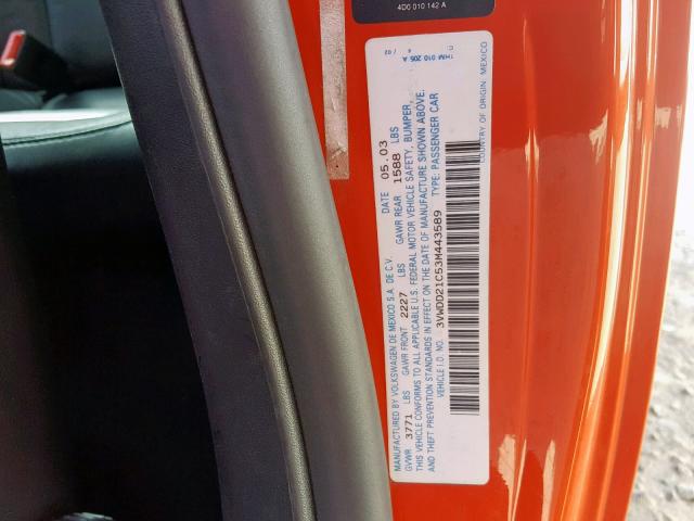 3VWDD21C53M443589 - 2003 VOLKSWAGEN NEW BEETLE წითელი ფოტო 10