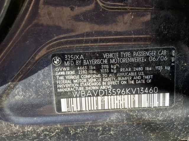 WBAVD13596KV13460 - 2006 BMW 325 XI GRAY photo 10