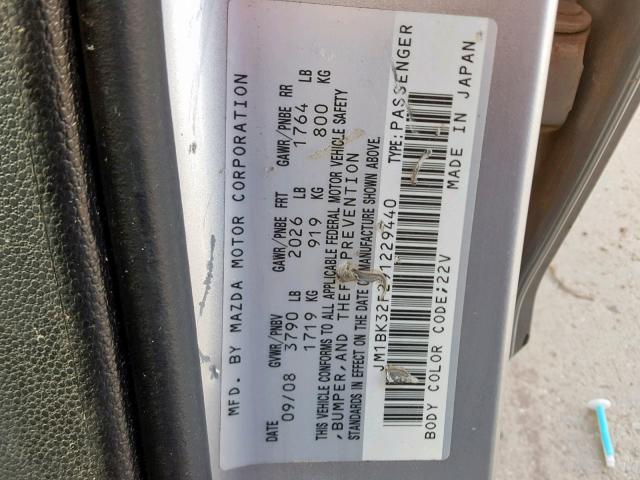 JM1BK32F291229440 - 2009 MAZDA 3 I SILVER photo 10