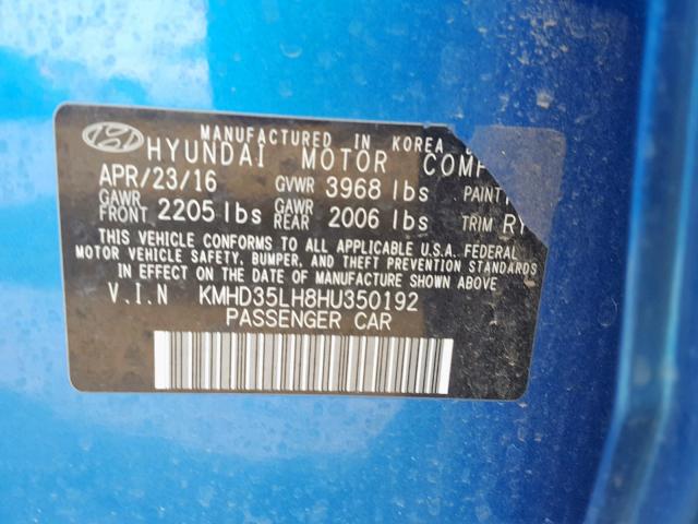 KMHD35LH8HU350192 - 2017 HYUNDAI ELANTRA GT BLUE photo 10