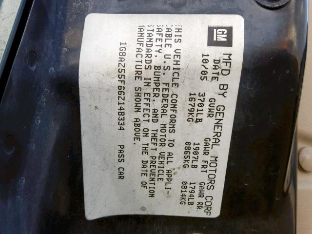 1G8AZ55F66Z148334 - 2006 SATURN ION LEVEL GREEN photo 10