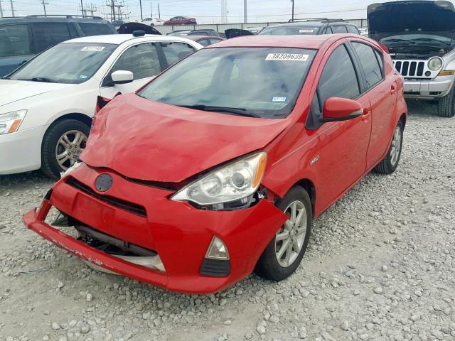 JTDKDTB30D1536002 - 2013 TOYOTA PRIUS C RED photo 2