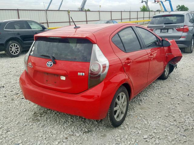 JTDKDTB30D1536002 - 2013 TOYOTA PRIUS C RED photo 4