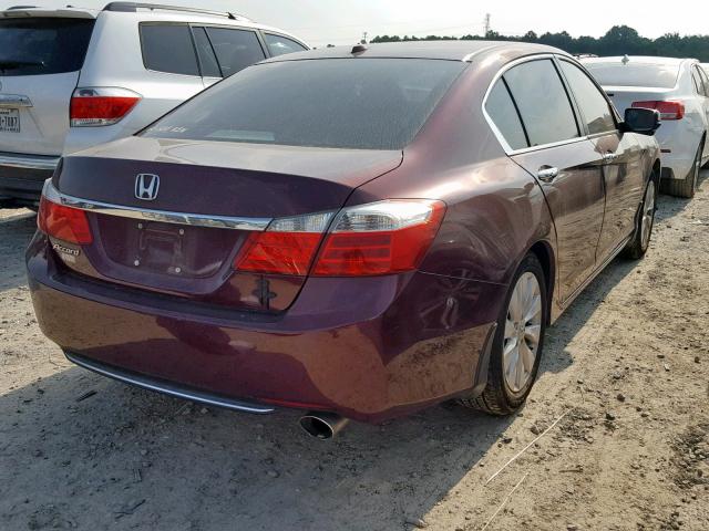 1HGCR2F88DA265312 - 2013 HONDA ACCORD EXL BURGUNDY photo 4