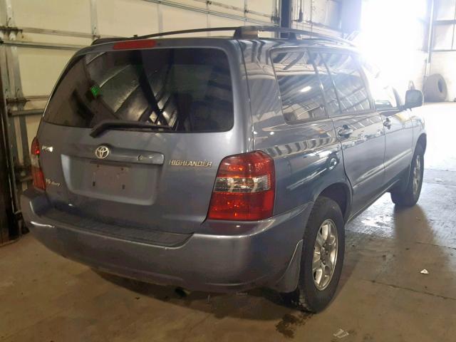 JTEEP21A640044932 - 2004 TOYOTA HIGHLANDER BLUE photo 4