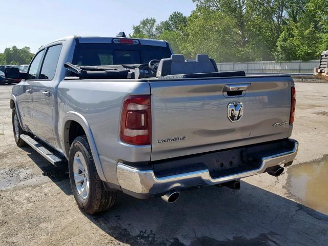 1C6SRFJTXKN662837 - 2019 RAM 1500 LARAM SILVER photo 3