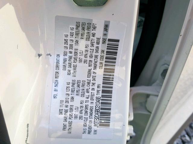 JM3TB2CA9B0310486 - 2011 MAZDA CX-9 WHITE photo 10