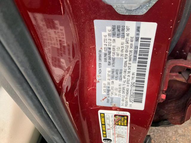 JM3TB38C270119242 - 2007 MAZDA CX-9 RED photo 10