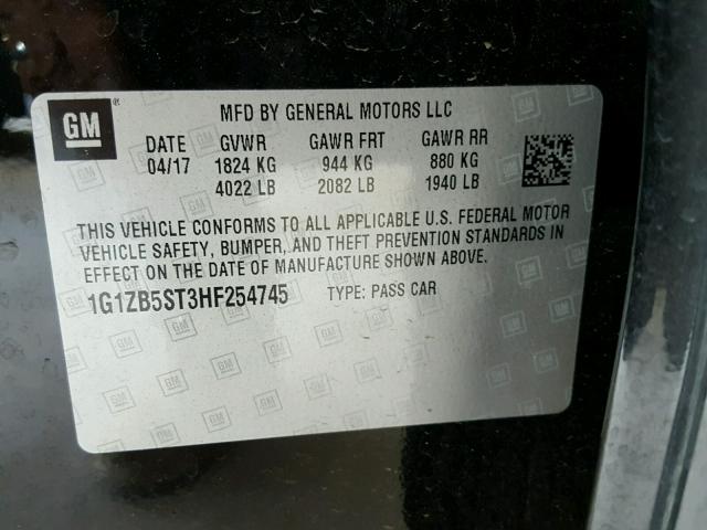 1G1ZB5ST3HF254745 - 2017 CHEVROLET MALIBU LS 黑色 照片 10