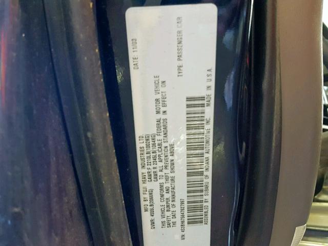 4S3BH675647627997 - 2004 SUBARU LEGACY OUT TWO TONE photo 10