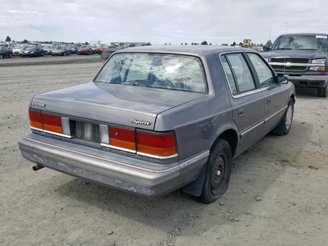 1B3XA4636MF542907 - 1991 DODGE SPIRIT GRAY photo 4