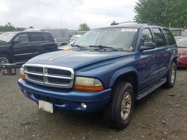 1B4HS48N12F220653 - 2002 DODGE DURANGO SL BLUE photo 2