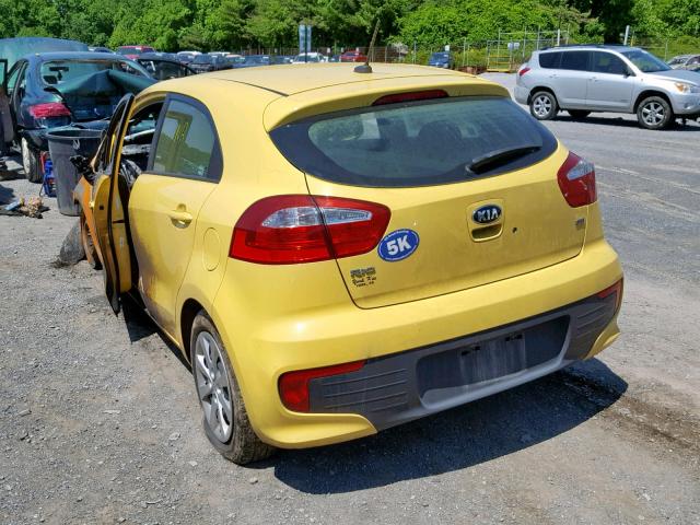 KNADM5A30G6584514 - 2016 KIA RIO LX YELLOW photo 3