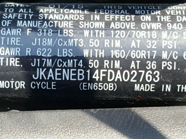 JKAENEB14FDA02763 - 2015 KAWASAKI EN650 B BLACK photo 10