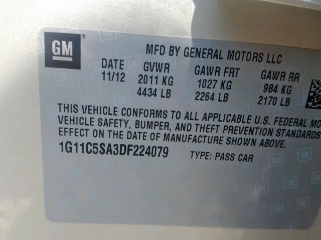 1G11C5SA3DF224079 - 2013 CHEVROLET MALIBU 1LT RED photo 10