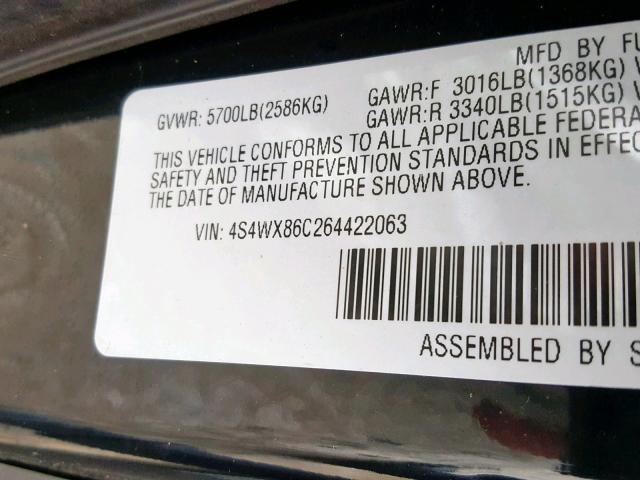 4S4WX86C264422063 - 2006 SUBARU B9 TRIBECA BLACK photo 10