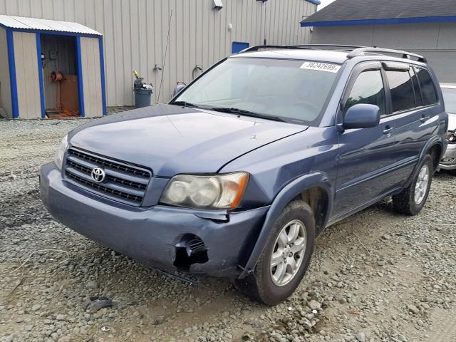 JTEGF21A220070243 - 2002 TOYOTA HIGHLANDER BLUE photo 2