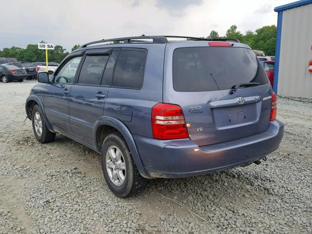 JTEGF21A220070243 - 2002 TOYOTA HIGHLANDER BLUE photo 3