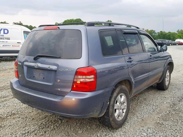 JTEGF21A220070243 - 2002 TOYOTA HIGHLANDER BLUE photo 4