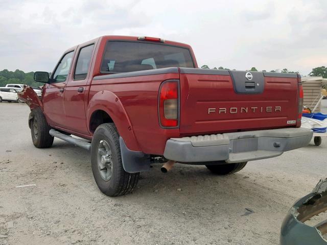 1N6ED27T84C400752 - 2004 NISSAN FRONTIER C RED photo 3