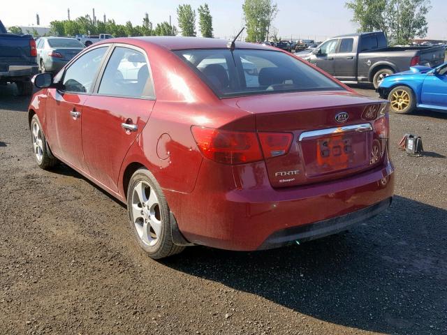 KNAFU4A27A5141123 - 2010 KIA FORTE EX RED photo 3