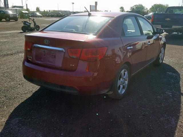 KNAFU4A27A5141123 - 2010 KIA FORTE EX RED photo 4