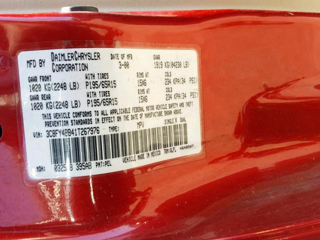 3C8FY4BB41T267976 - 2006 CHRYSLER PT CRUISE RED photo 10