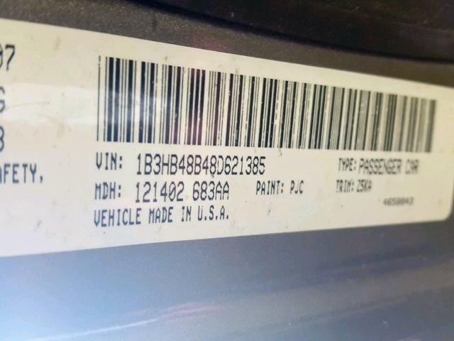 1B3HB48B48D621385 - 2008 DODGE CALIBER SX GOLD photo 10