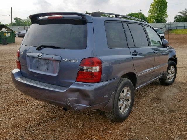 JTEGD21AX60144875 - 2006 TOYOTA HIGHLANDER BLUE photo 4