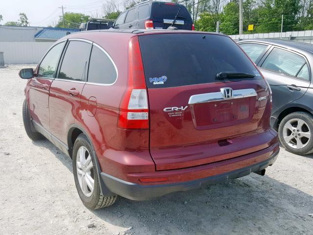 5J6RE4H7XBL022259 - 2011 HONDA CR-V EXL MAROON photo 3