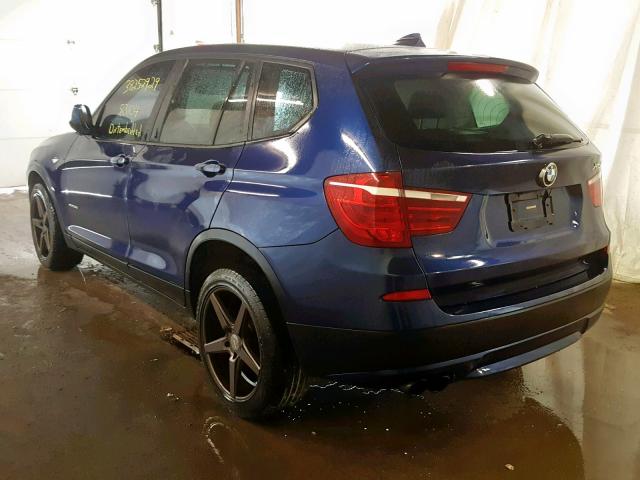 5UXWX7C51CL736260 - 2012 BMW X3 XDRIVE3 BLUE photo 3