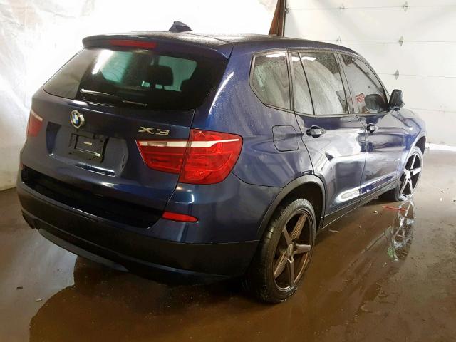 5UXWX7C51CL736260 - 2012 BMW X3 XDRIVE3 BLUE photo 4