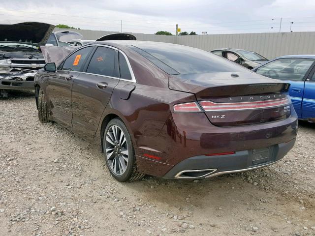 3LN6L5FC8KR613451 - 2019 LINCOLN MKZ RESERV MAROON photo 3